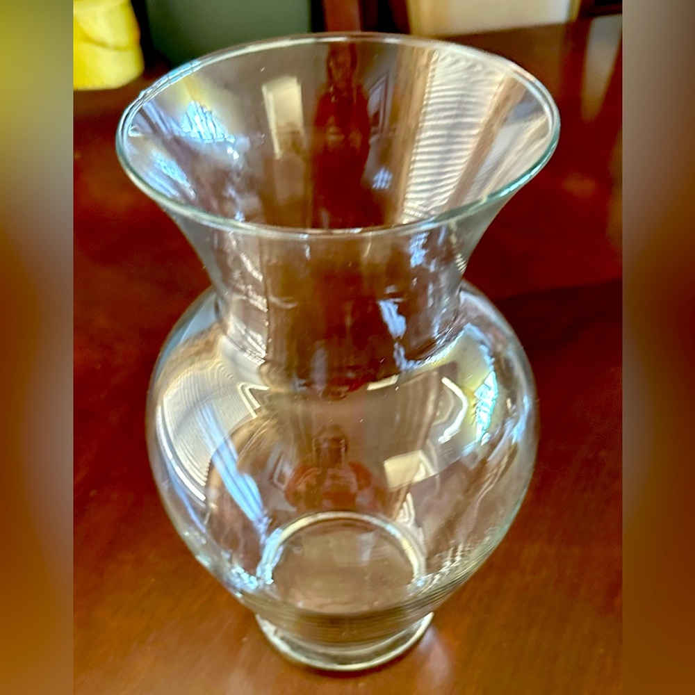 Clear glass vase.